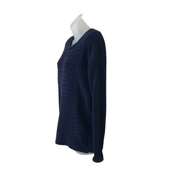 Aritzia Babaton Navy Blue Cable Knit 100% Merino Wool  Sweater Size XS - Picture 4 of 8